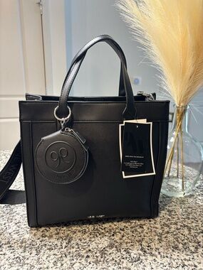 Nine West Black Structured Tote with Round Coin Pouch